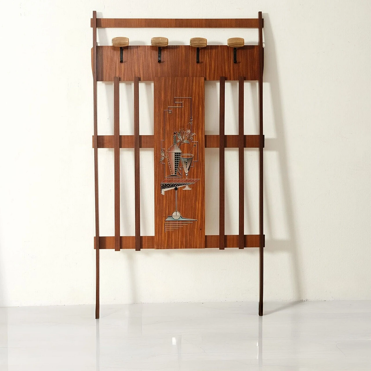 Wood and iron coat rack, 1950s 1