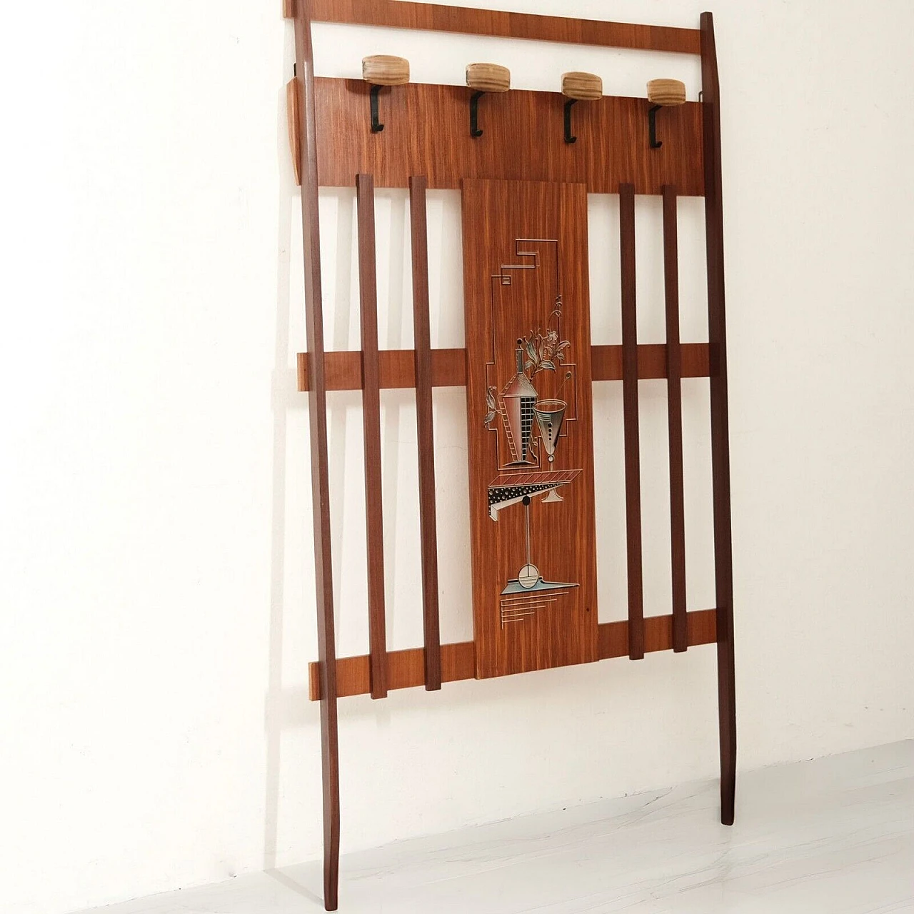 Wood and iron coat rack, 1950s 2