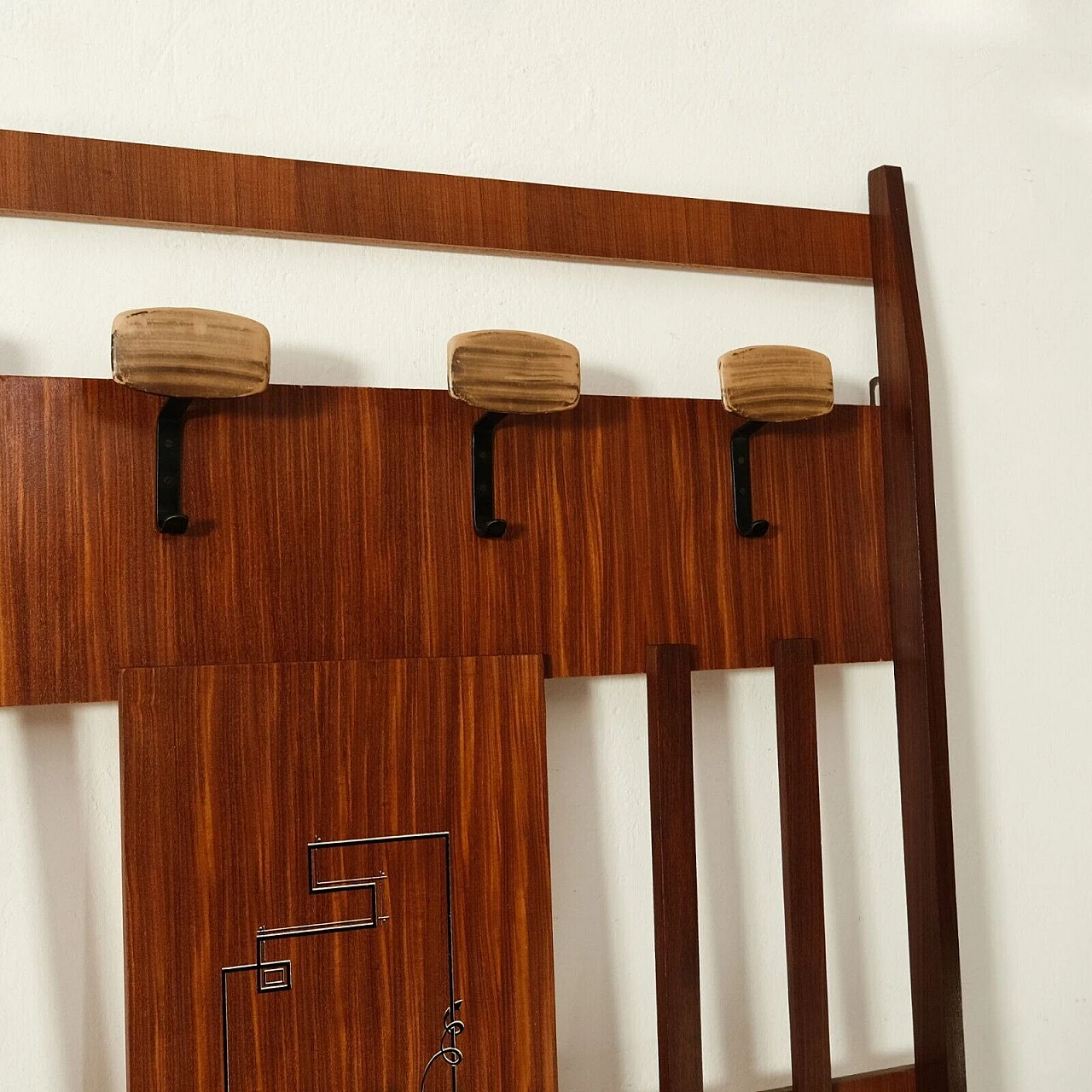 Wood and iron coat rack, 1950s 3