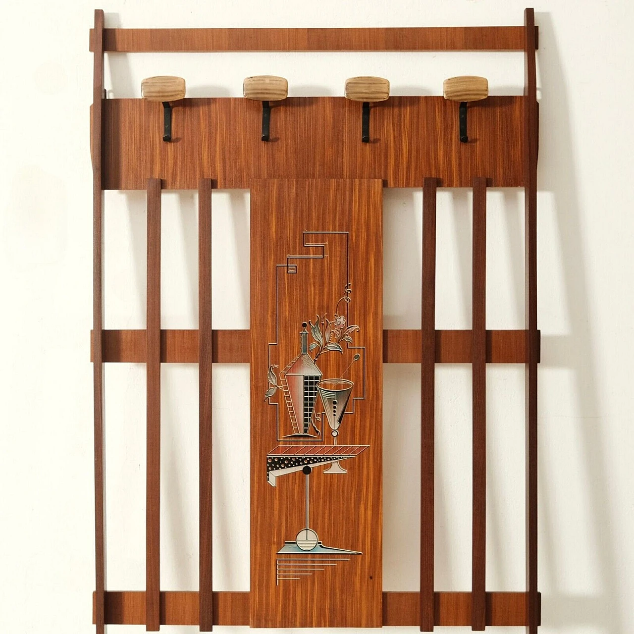 Wood and iron coat rack, 1950s 4