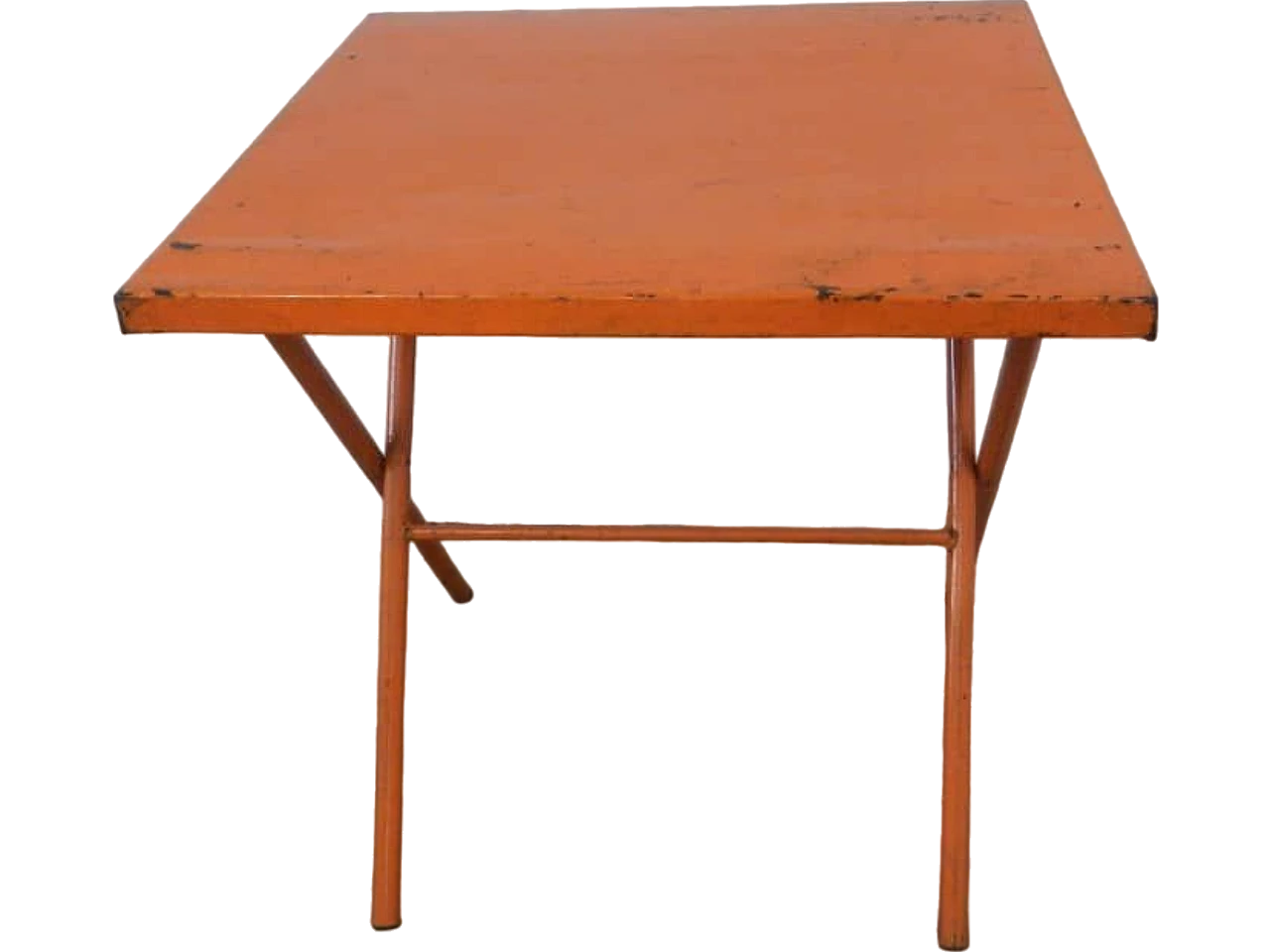 Orange iron folding garden table by Vinante, 1970s 9