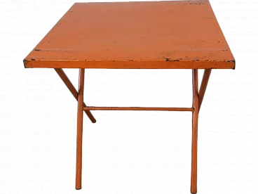 Orange iron folding garden table by Vinante, 1970s