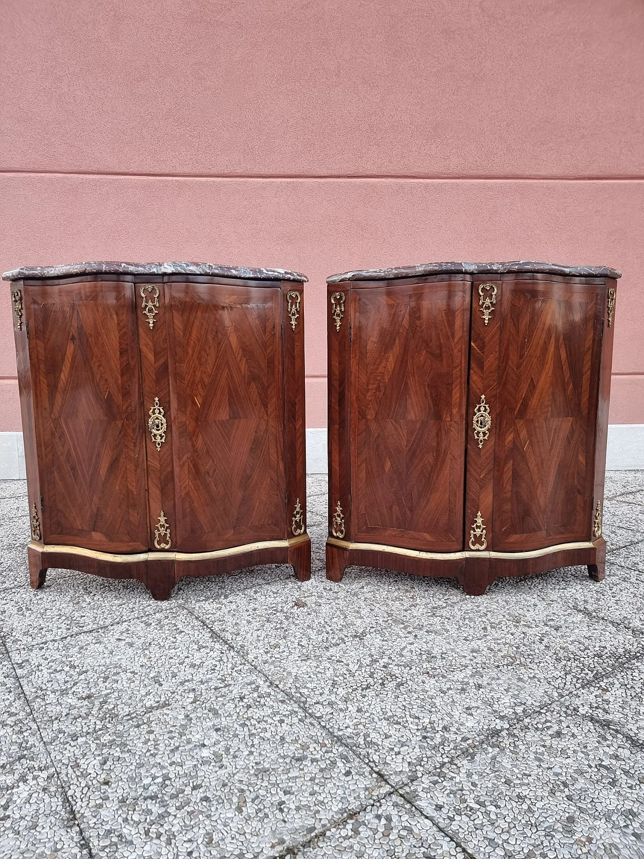 Pair of rosewood veneered cornerboards, 18th century 1