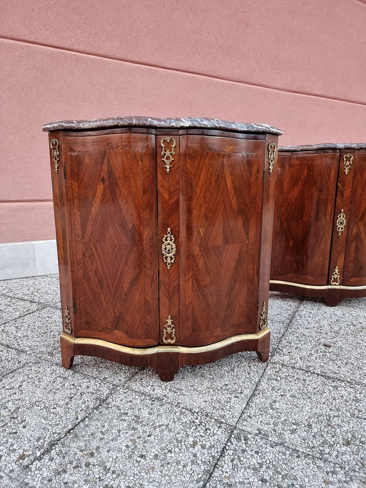 Pair of rosewood veneered cornerboards, 18th century 2