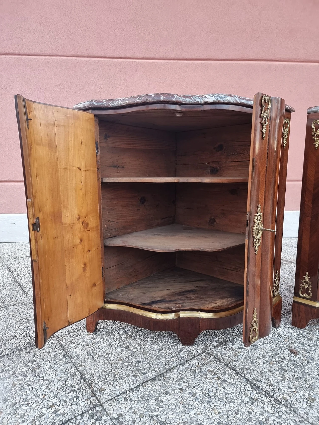 Pair of rosewood veneered cornerboards, 18th century 11