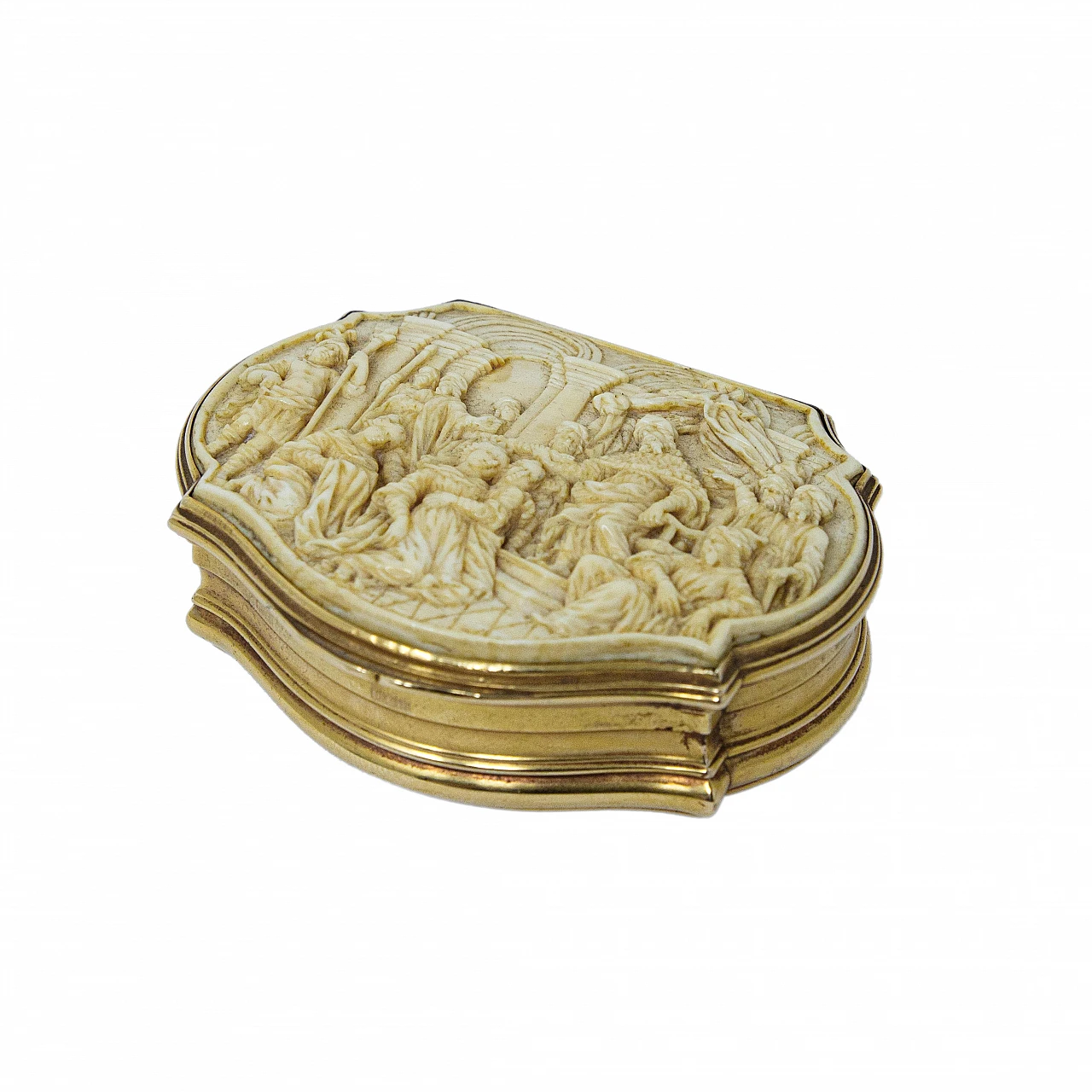 Snuff box in gilded wood and ivory, 18th century 3