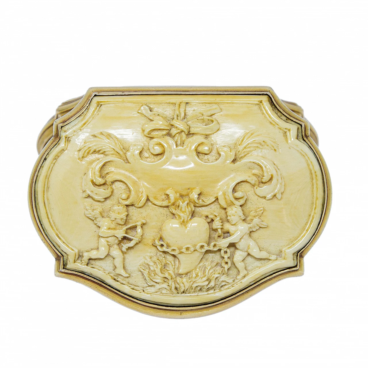 Snuff box in gilded wood and ivory, 18th century 6