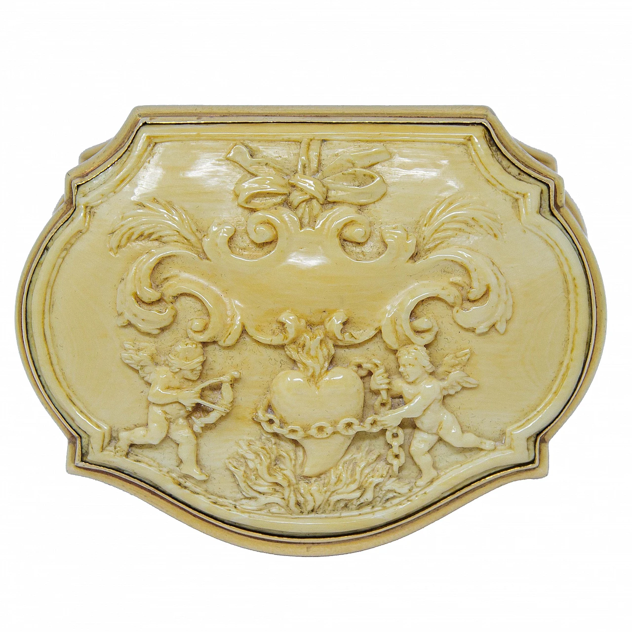 Snuff box in gilded wood and ivory, 18th century 9