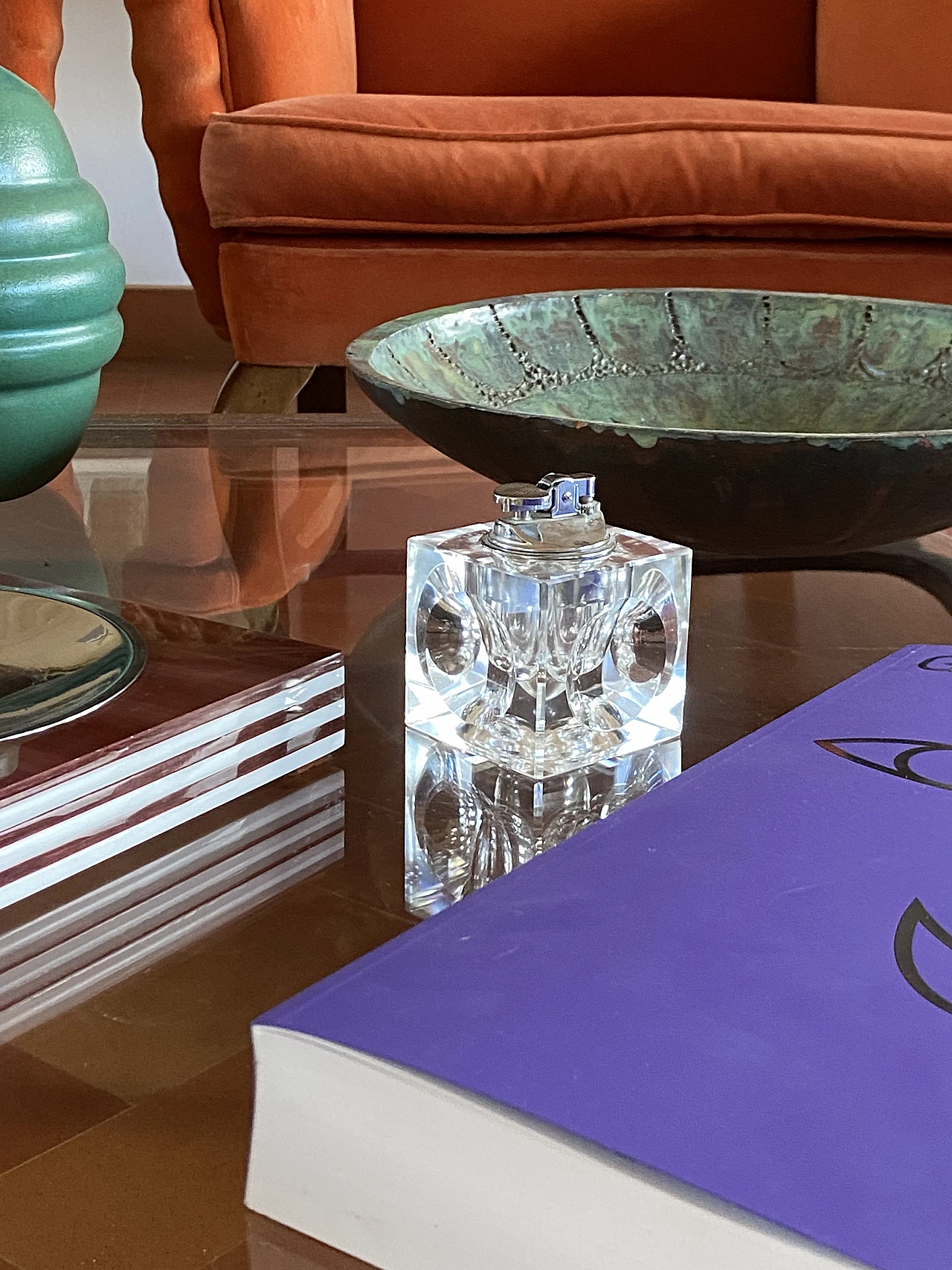 French crystal table lighter, 1970s 2