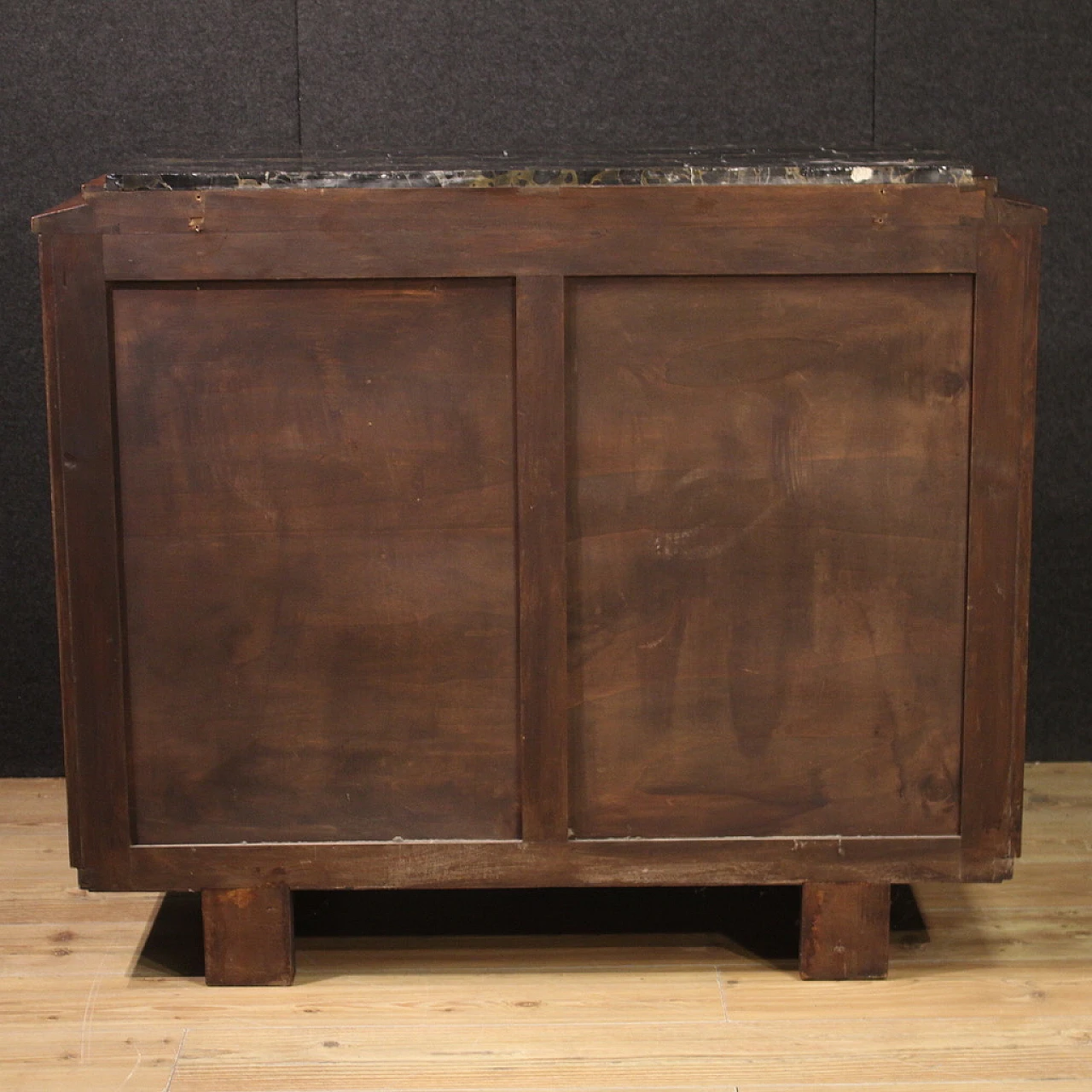 Art Deco walnut and walnut-root dresser with marble top, 1940s 9