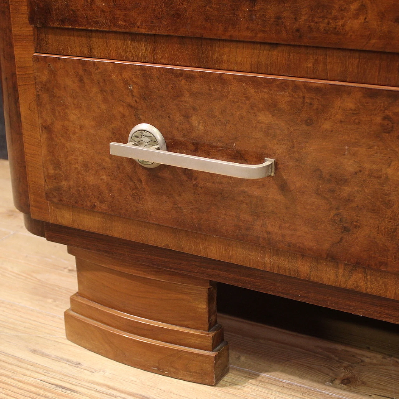 Art Deco walnut and walnut-root dresser with marble top, 1940s 10