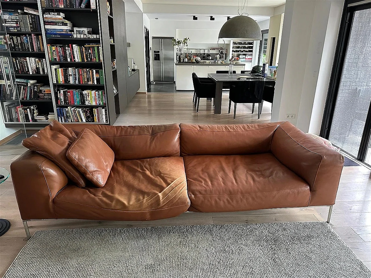 Frank sofa in cognac leather by A. Citterio for B&B Italia, 2000s 1