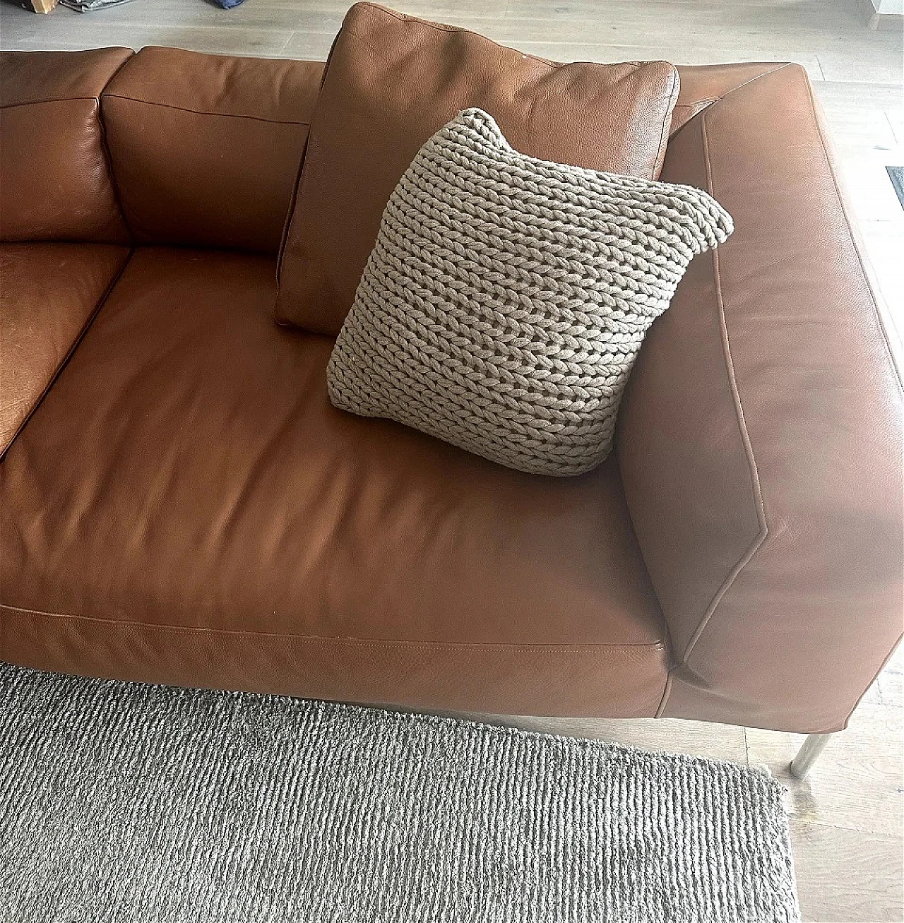 Frank sofa in cognac leather by A. Citterio for B&B Italia, 2000s 5