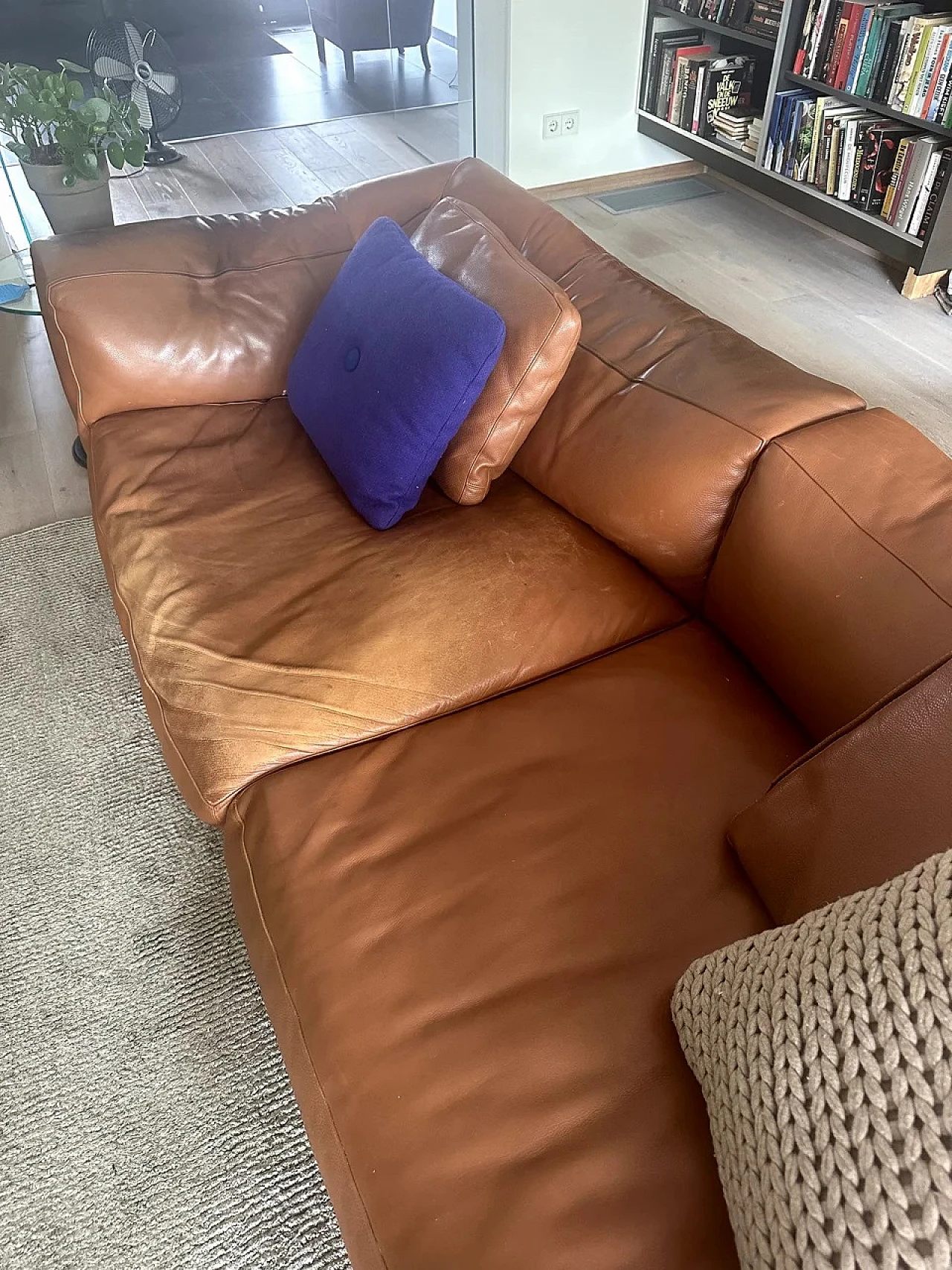 Frank sofa in cognac leather by A. Citterio for B&B Italia, 2000s 6