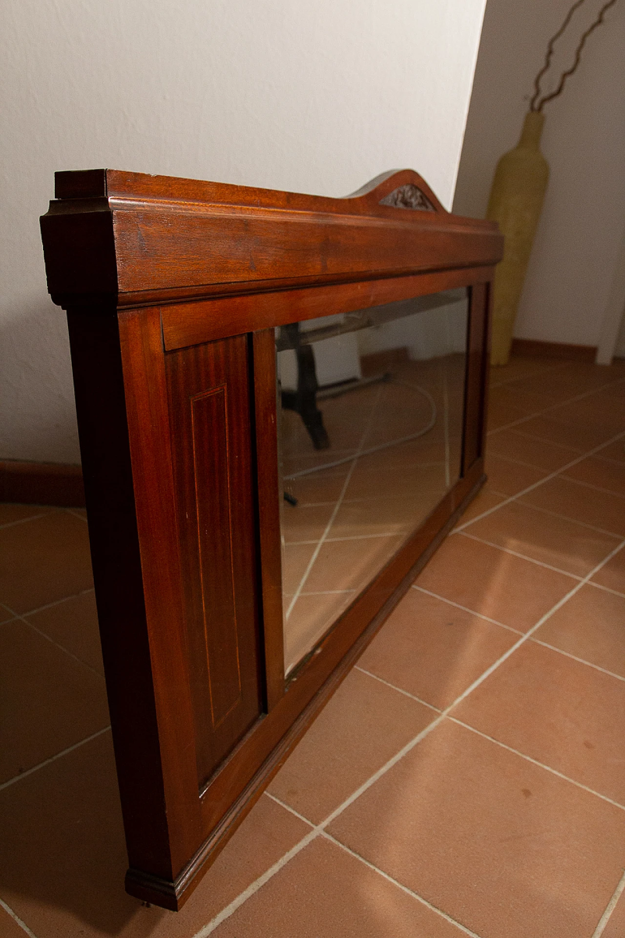 Credenza Liberty in noce impiallacciato rovere con specchio, anni '40 8