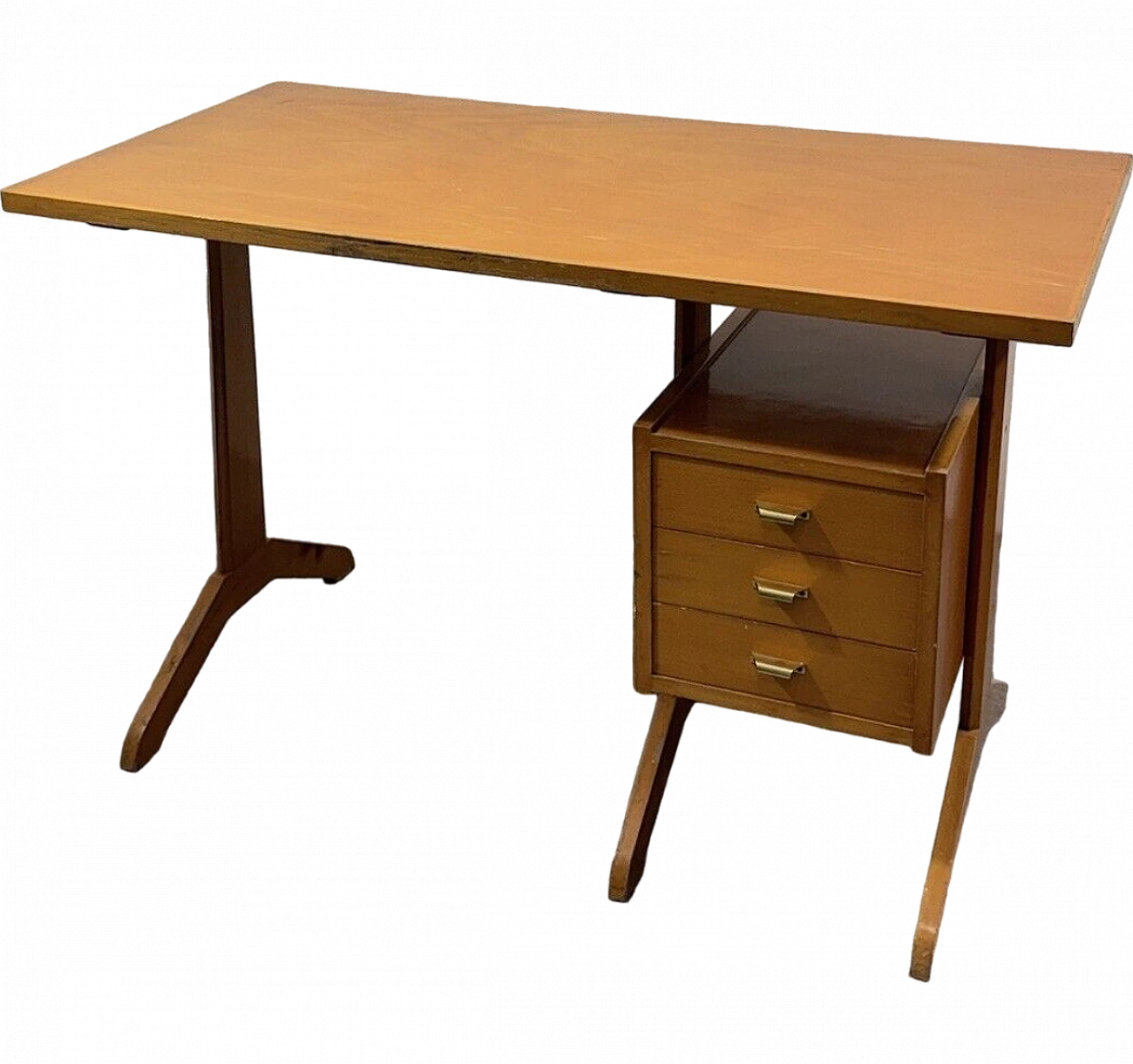 Wood desk with drawers, 1950s 2