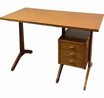 Wood desk with drawers, 1950s