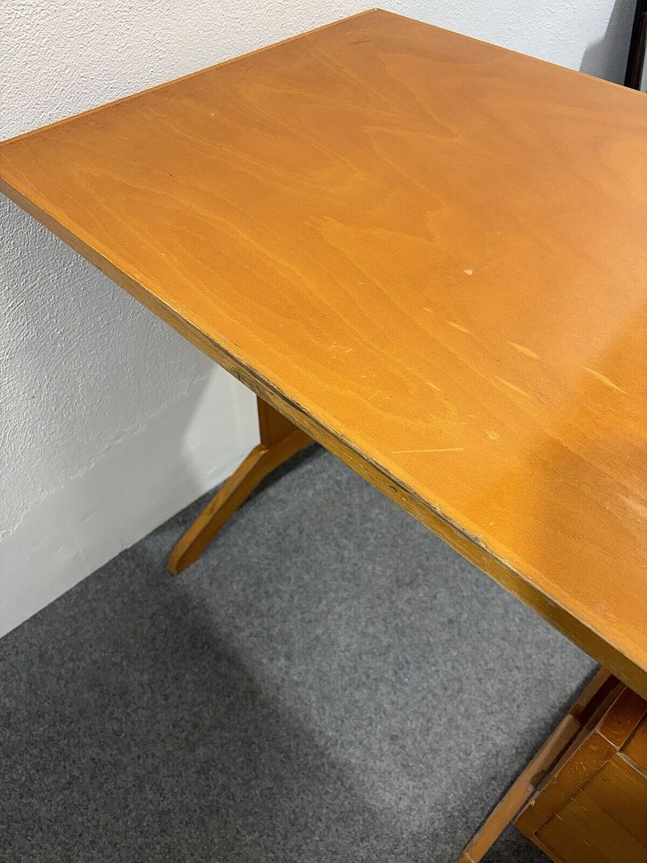 Wood desk with drawers, 1950s 10