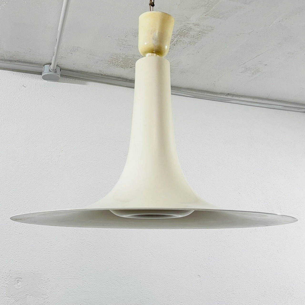 Danish enamelled metal pendant lamp, 1960s 1