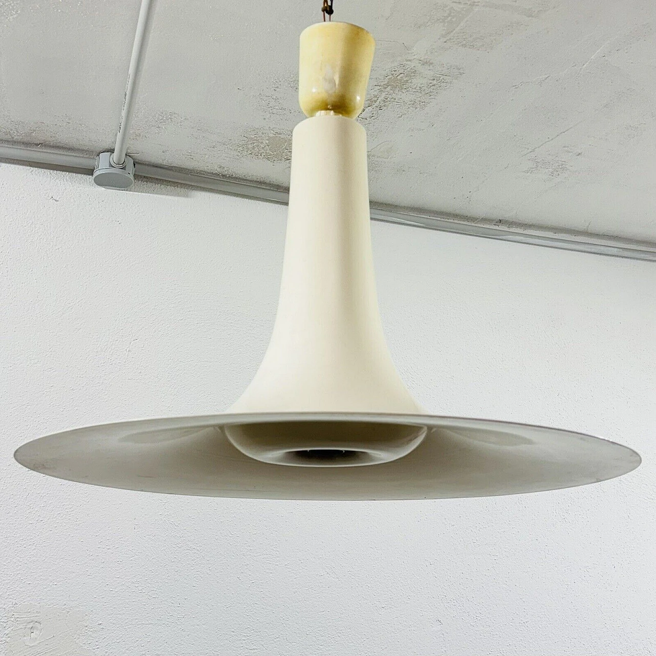 Danish enamelled metal pendant lamp, 1960s 9