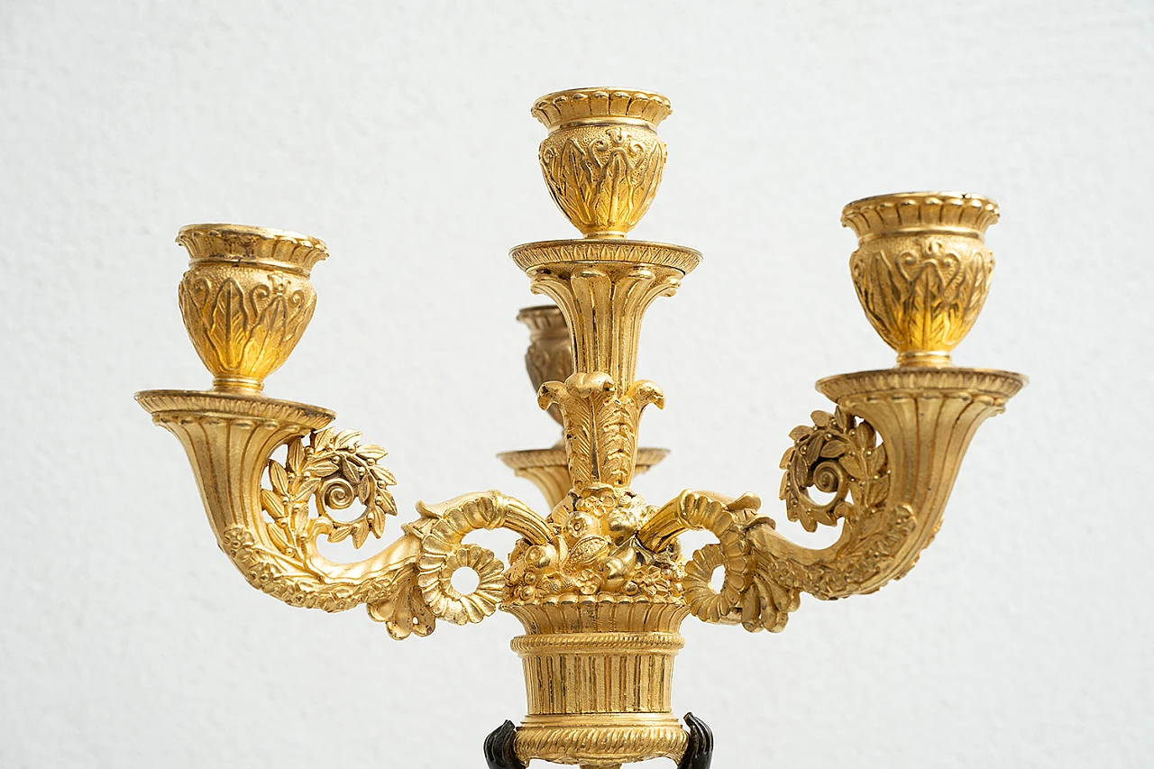 Pair of Empire gilt and burnished bronze candelabra, 19th century 5