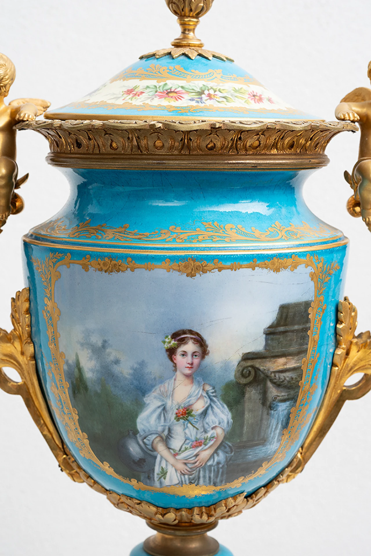 Pair of Napoleon III Sèvres porcelain and bronze vases, 19th century 4