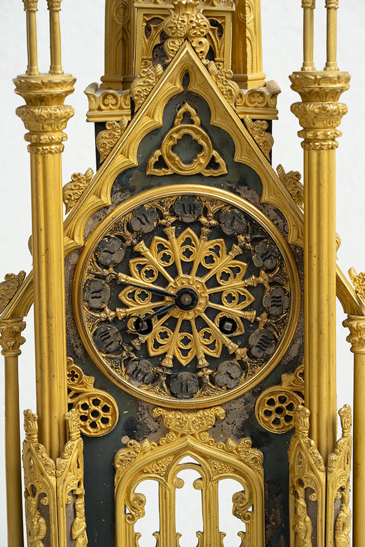 Charles X gilt and patinated bronze clock triptych, early 19th century 3