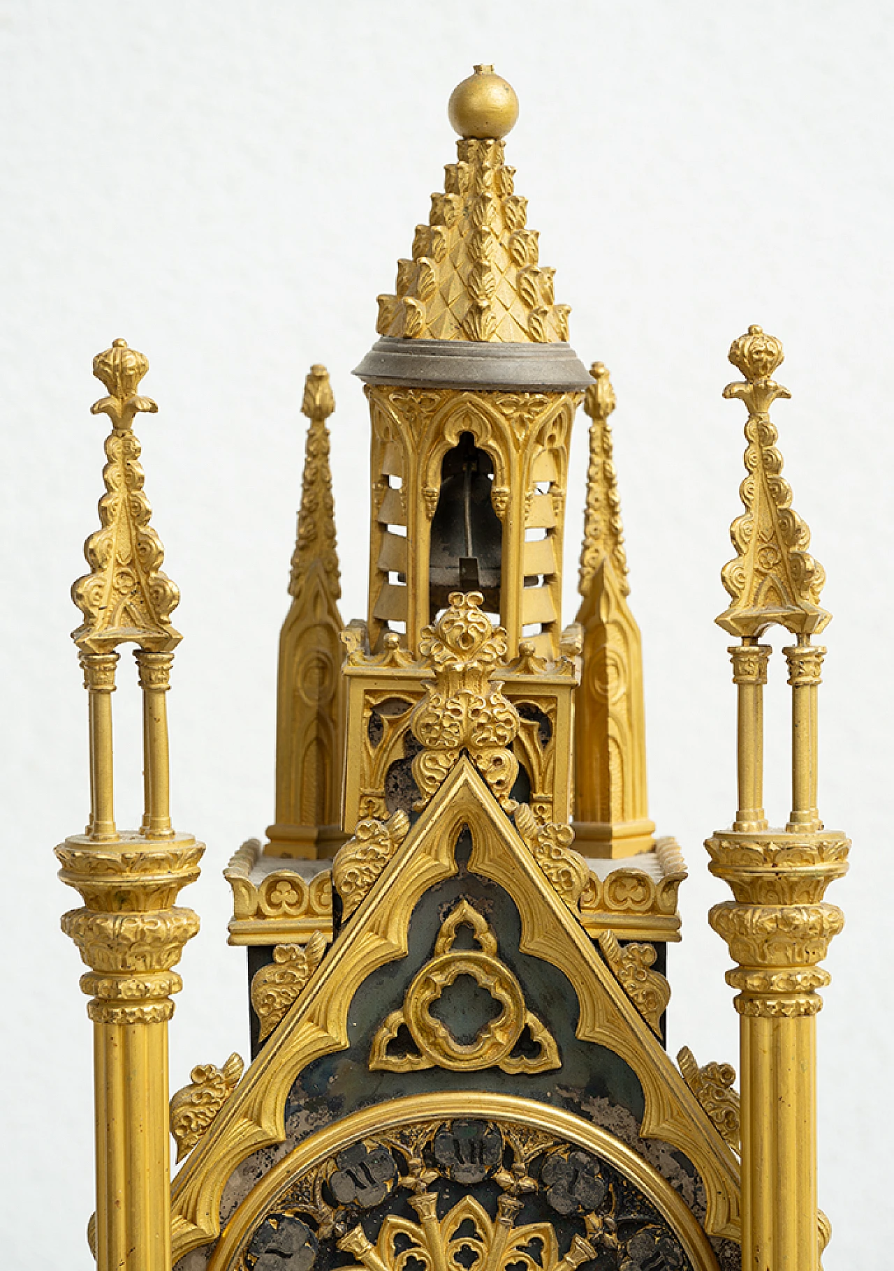 Charles X gilt and patinated bronze clock triptych, early 19th century 4