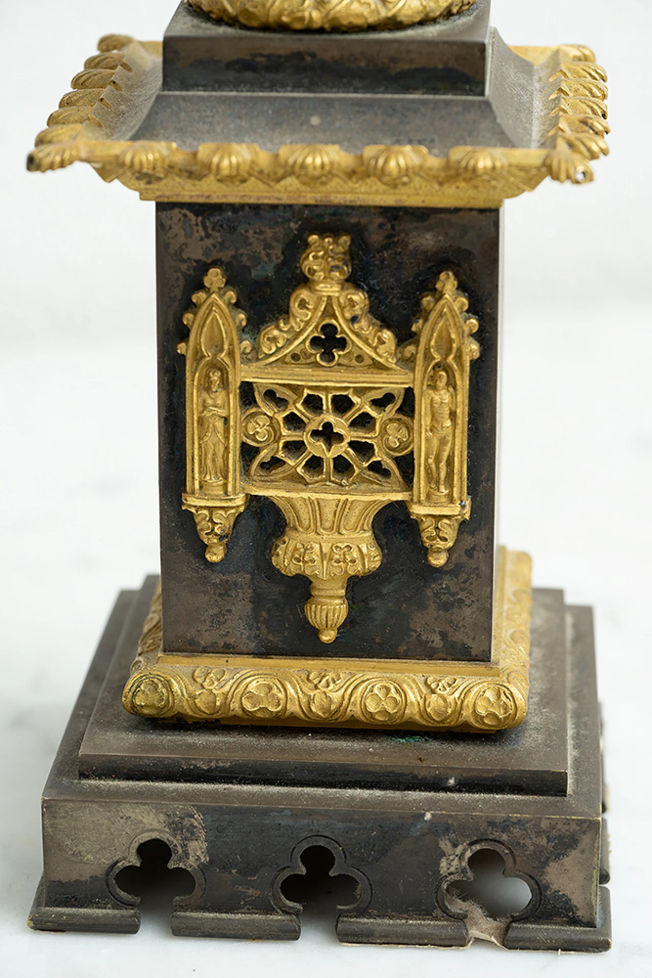 Charles X gilt and patinated bronze clock triptych, early 19th century 5