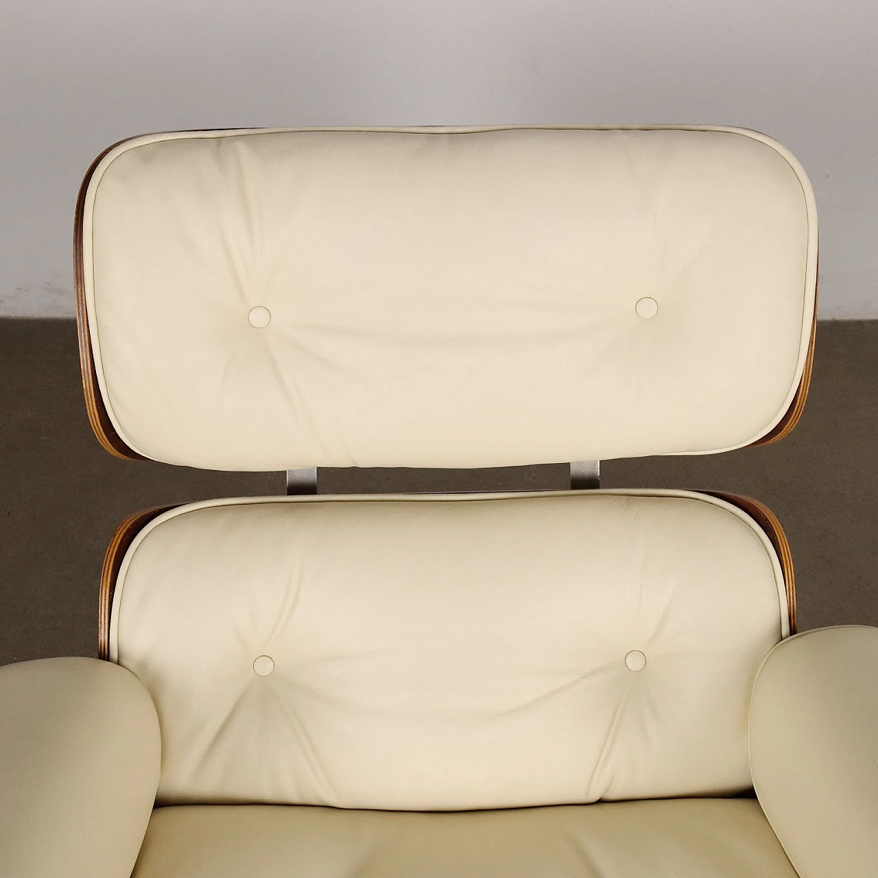 Armchair & pouf in white leather by C. O. Eames for H. Miller, 1970s 4