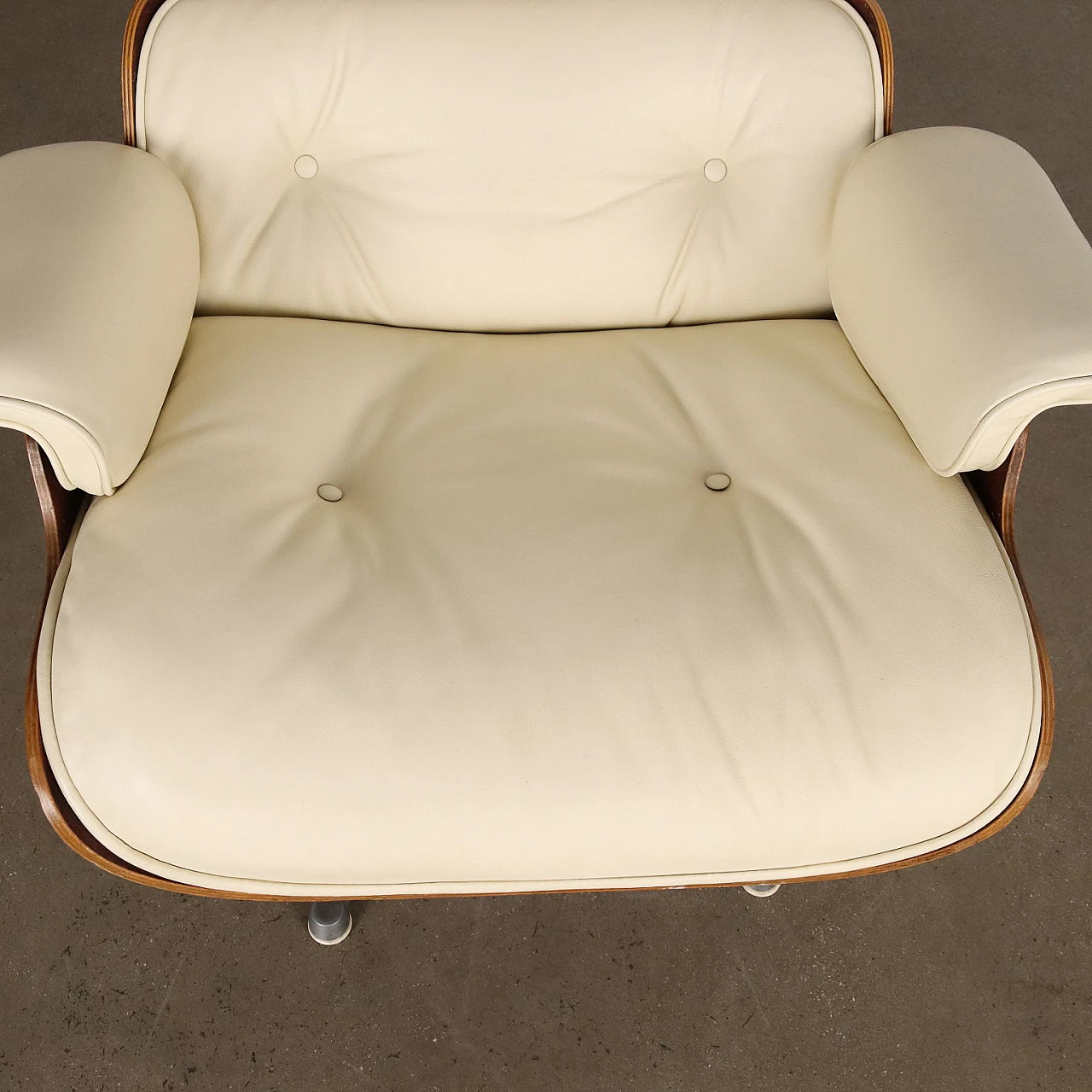 Armchair & pouf in white leather by C. O. Eames for H. Miller, 1970s 6