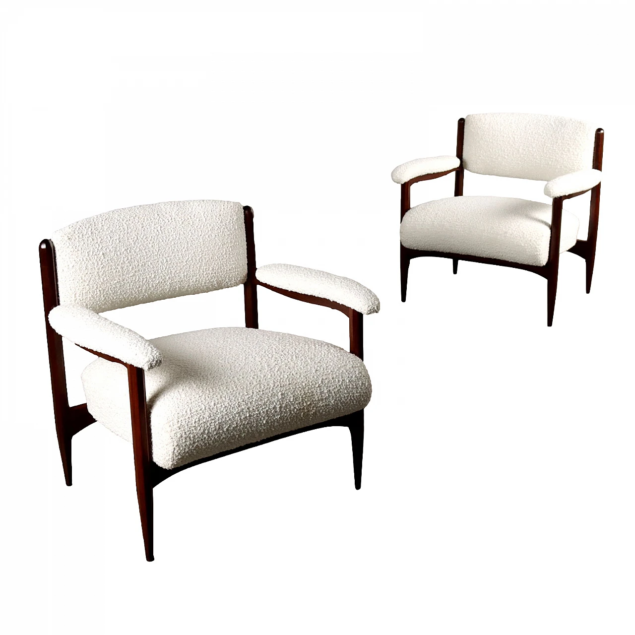 Pair of teak armchairs with fabric cover, 1960s 1