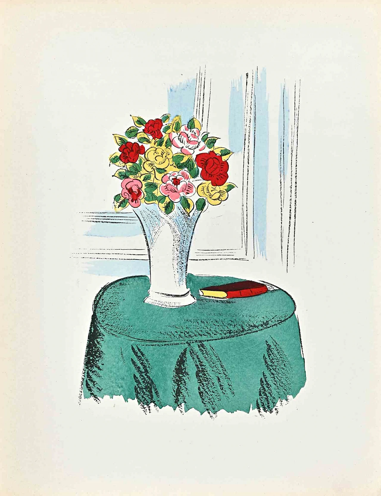 Raoul Dufy, Natura morta con vaso di fiori, litografia 1920 - 1939 1