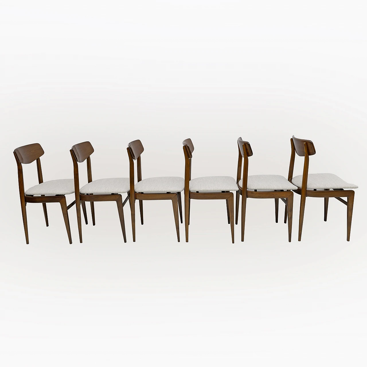 6 Danish chairs in walnut-stained beech and fabric, 1960s 4