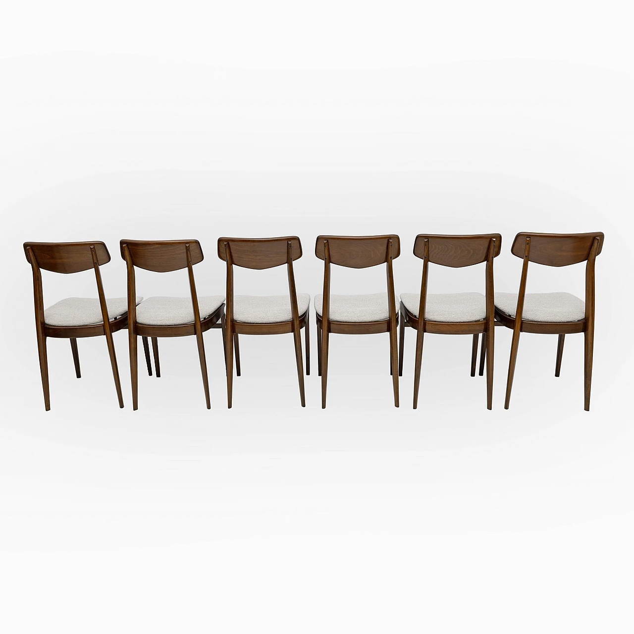 6 Danish chairs in walnut-stained beech and fabric, 1960s 5