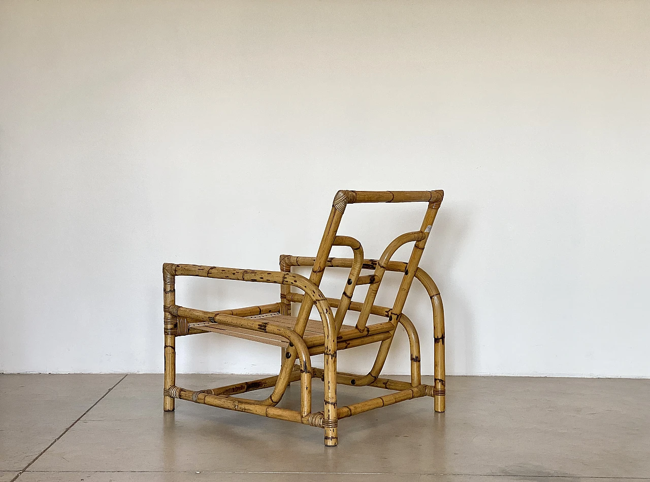 Pair of bamboo armchairs with cushions, 1970s 9