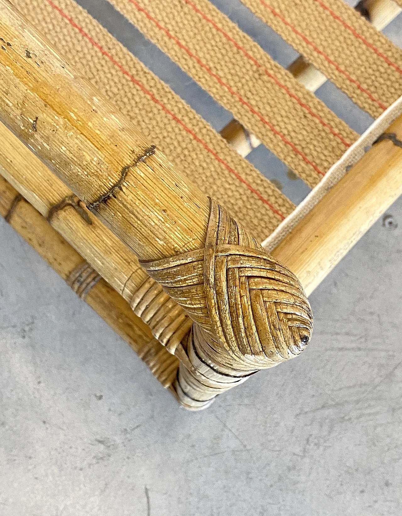 Pair of bamboo armchairs with cushions, 1970s 11