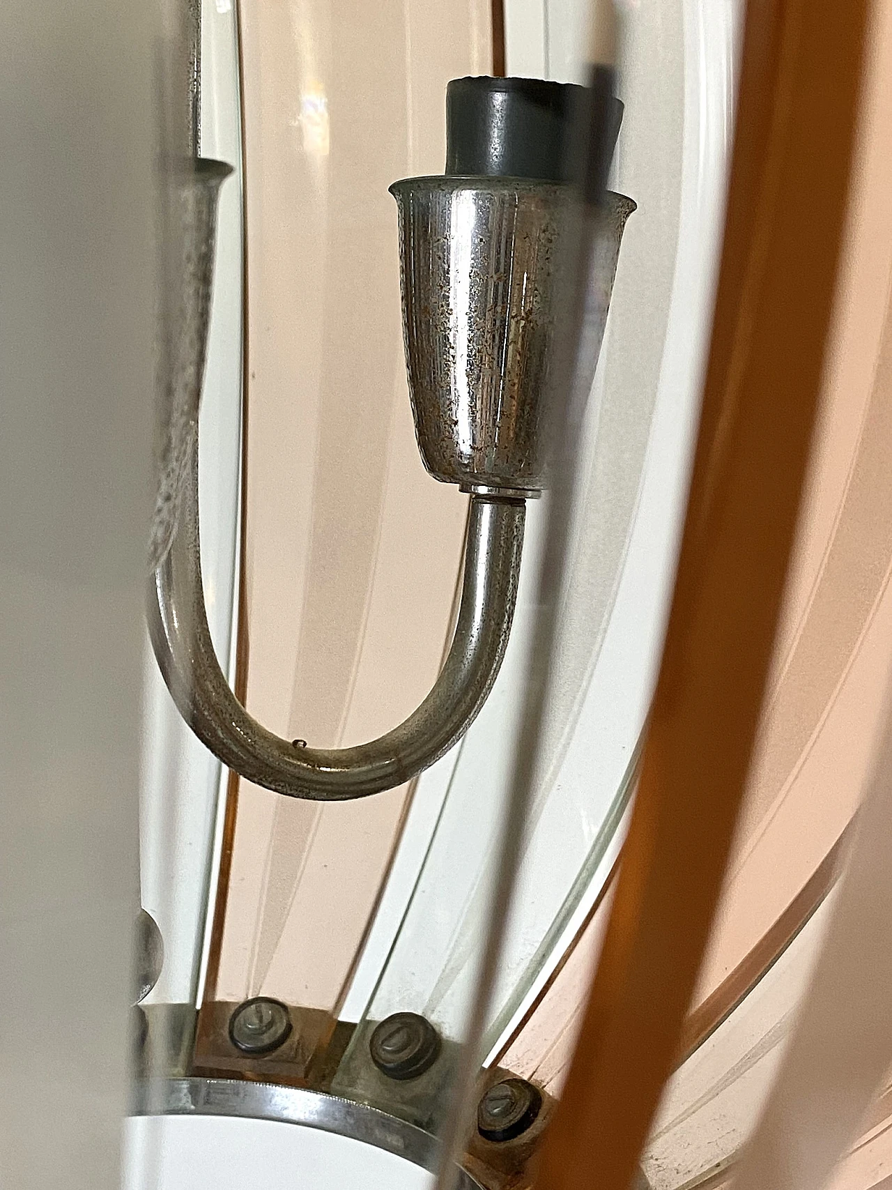 Silver-plated brass and glass lantern, 1970s 2