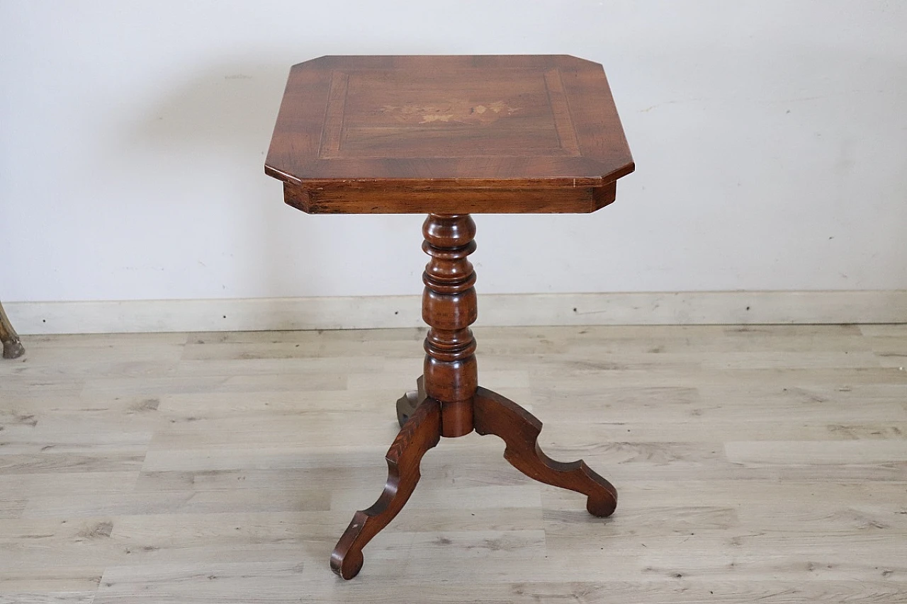 Walnut coffee table with inlaid top in Louis Philippe style, 1980s 5