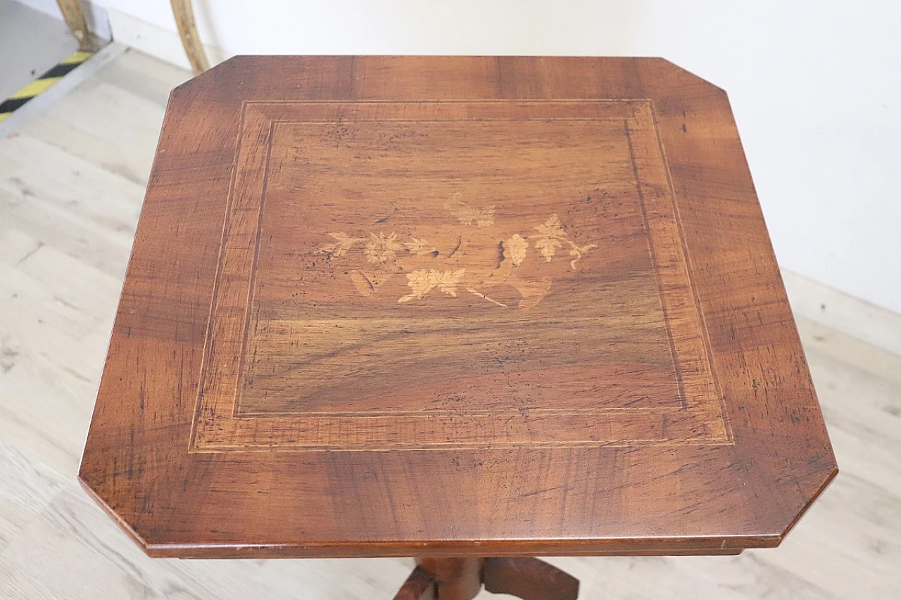 Walnut coffee table with inlaid top in Louis Philippe style, 1980s 6