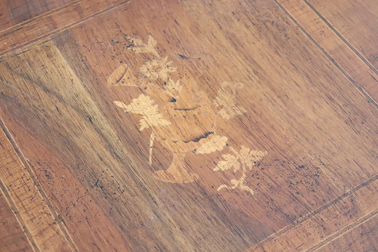 Walnut coffee table with inlaid top in Louis Philippe style, 1980s 7