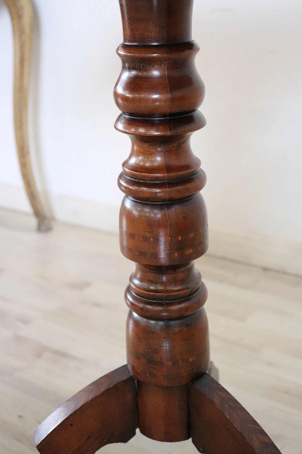 Walnut coffee table with inlaid top in Louis Philippe style, 1980s 8