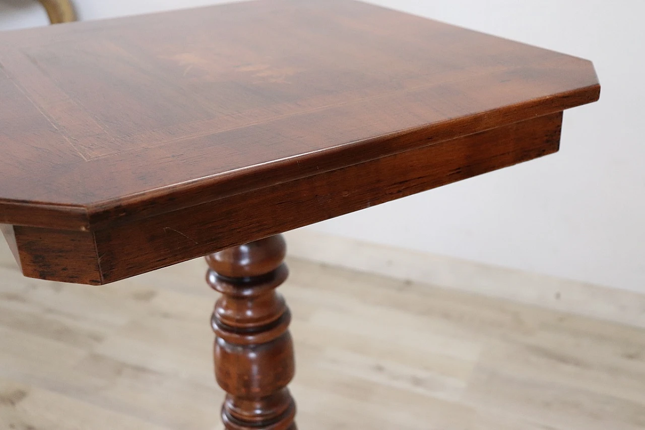 Walnut coffee table with inlaid top in Louis Philippe style, 1980s 11