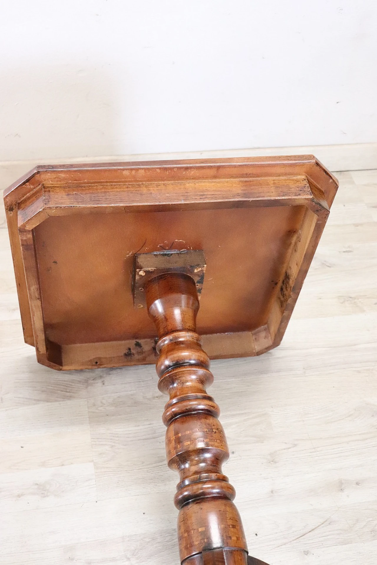 Walnut coffee table with inlaid top in Louis Philippe style, 1980s 12