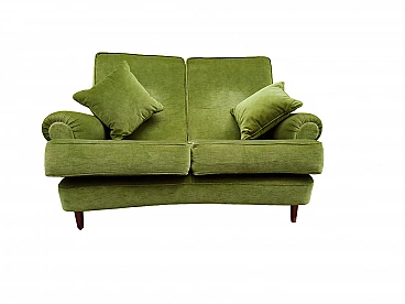 Green velvet two-seater sofa, 1950s