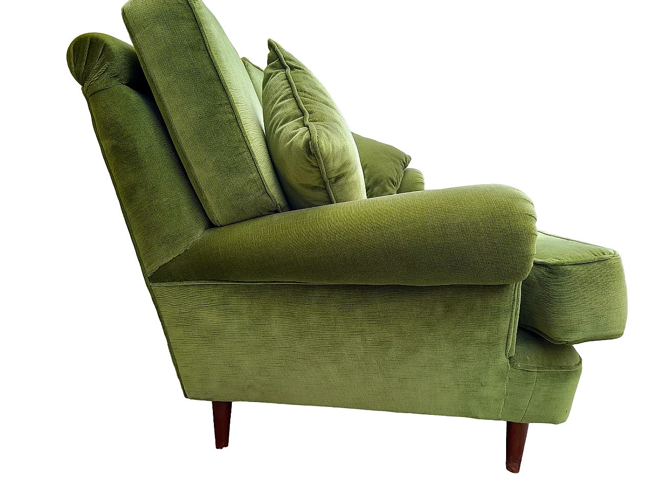 Green velvet two-seater sofa, 1950s 3