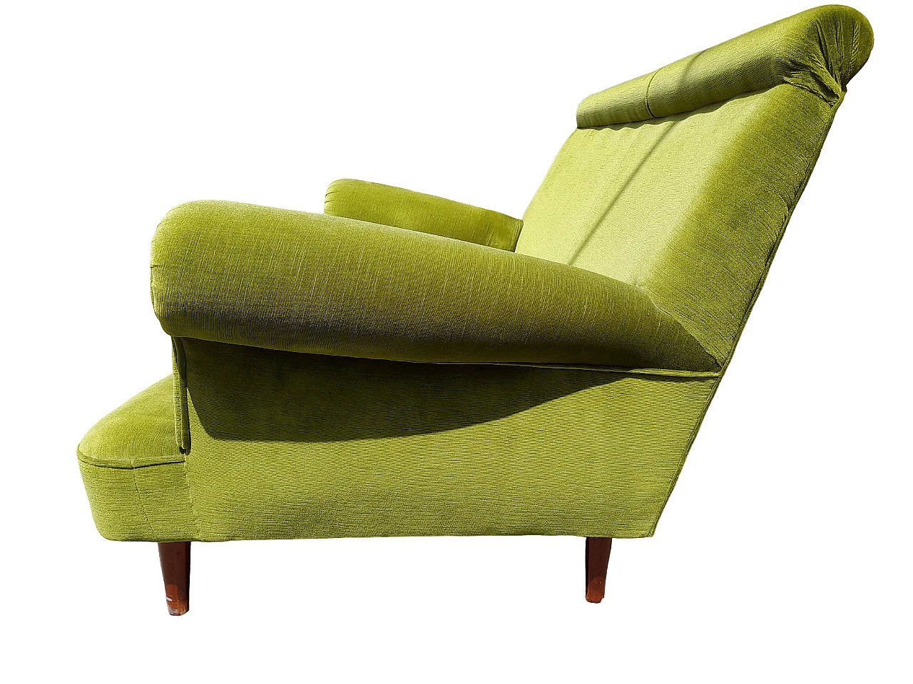 Green velvet two-seater sofa, 1950s 4