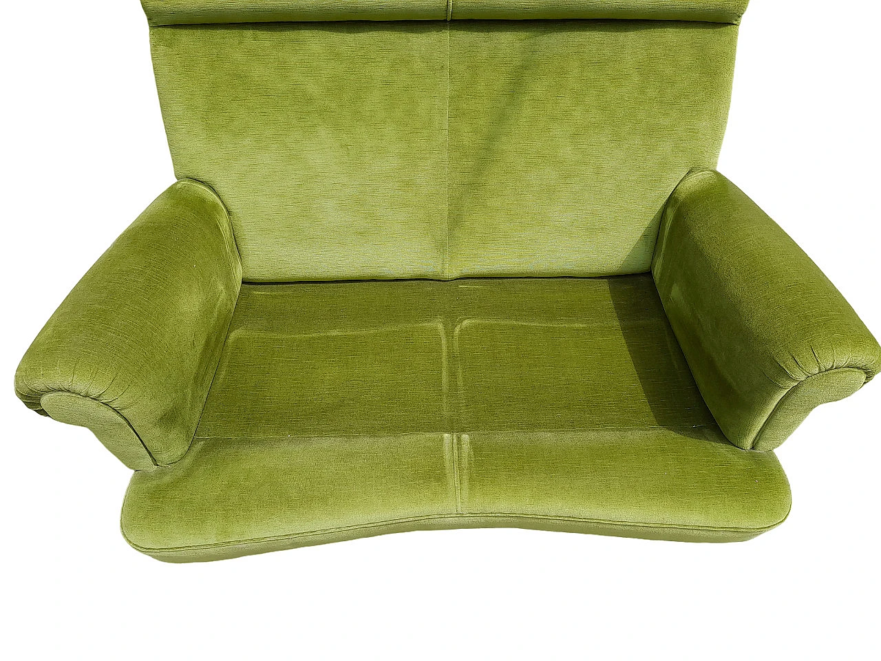 Green velvet two-seater sofa, 1950s 5