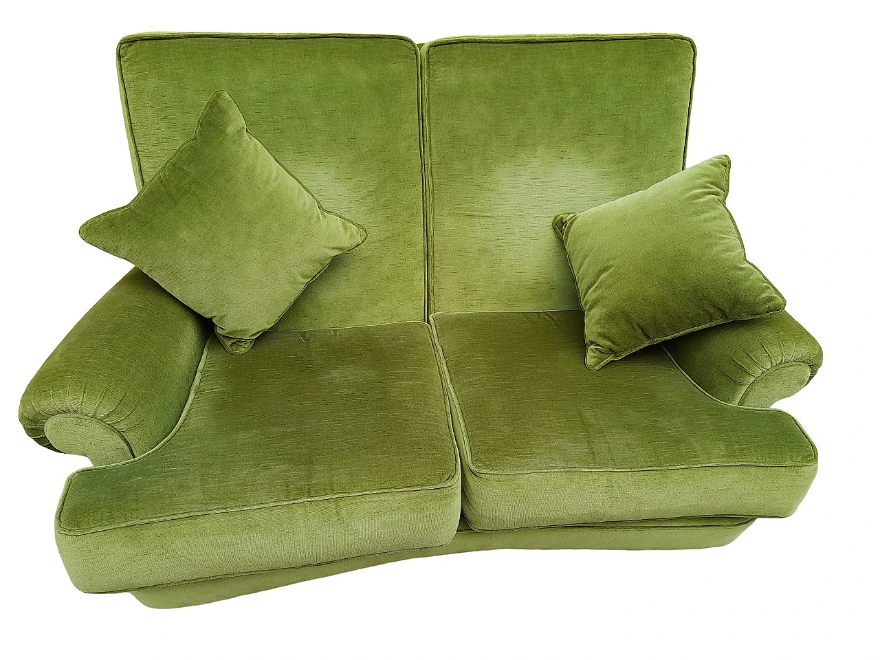 Green velvet two-seater sofa, 1950s 9