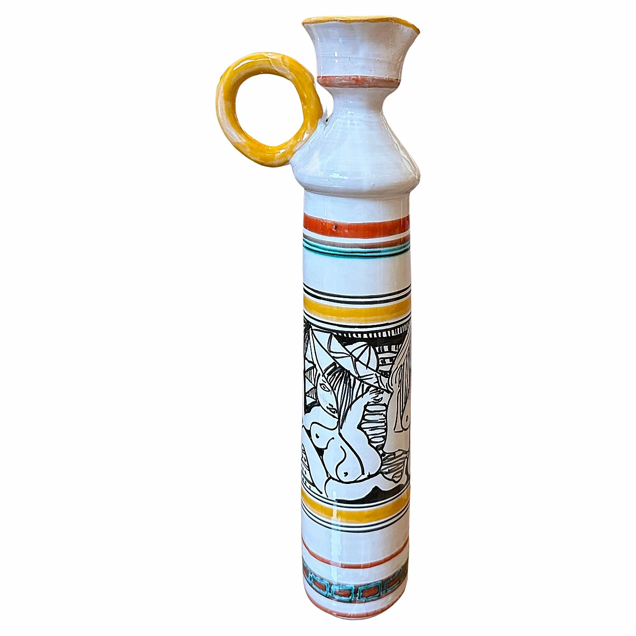 Sicilian painted ceramic jug, 1970s 1